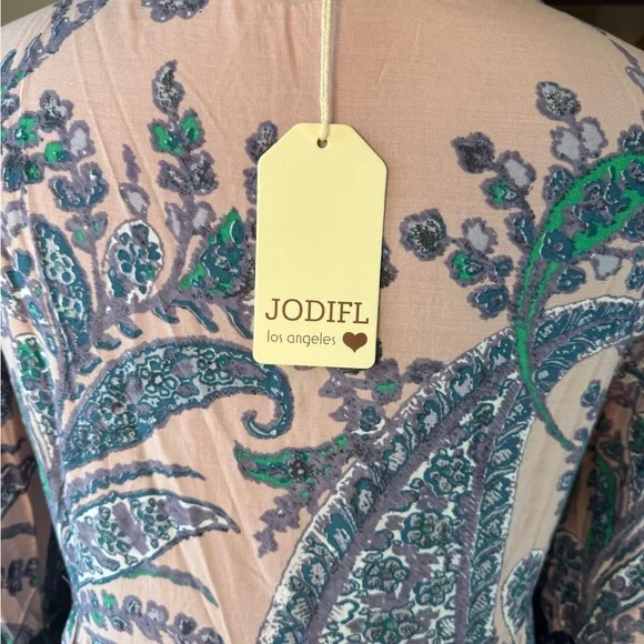 Jodifl Boho Paisley Print Lace Up Neck Maxi Dress Size S NWT - Picture 4 of 10